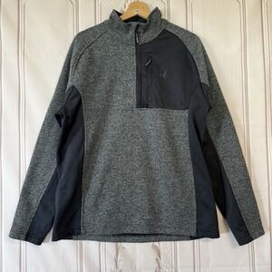 SPYDER 1/4 ZIP Pullover Gray/Blk CONSTANT FLEECE Lined Men's Size XL